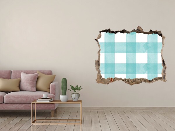 Fali matrica lyuk a falban Egy sérült fal kék ráccsal