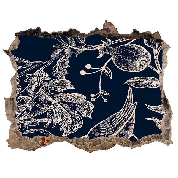 Lyuk 3d fali matrica Egy madár a növényzet hátterében