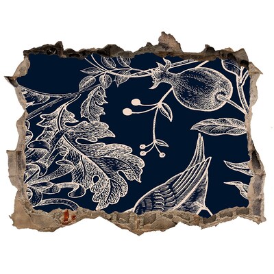 Lyuk 3d fali matrica Egy madár a növényzet hátterében