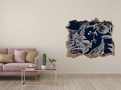 Lyuk 3d fali matrica Egy madár a növényzet hátterében