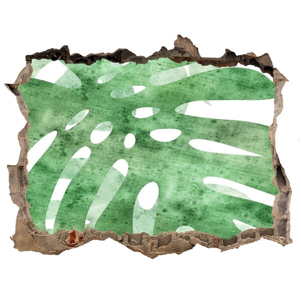 Lyuk 3d fali matrica Zöld levél egy sérült falon