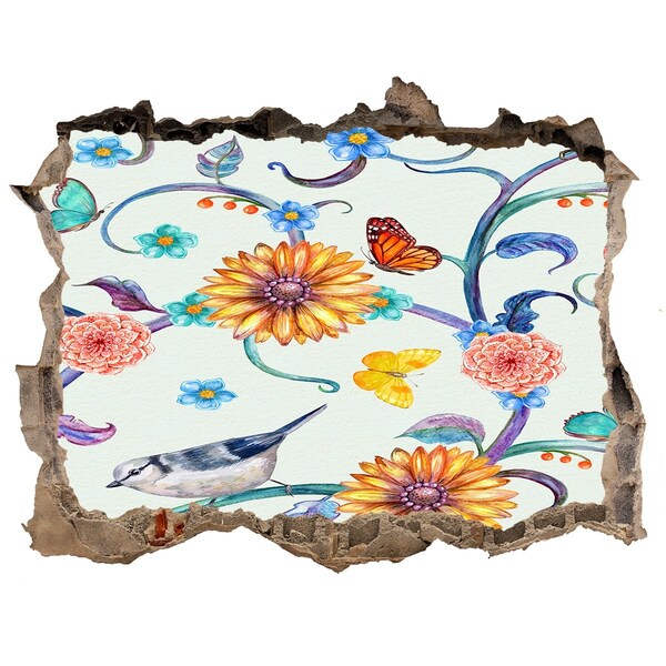 Lyuk 3d fali matrica Virágparadicsom a lyuk mögött