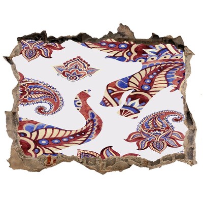 Lyuk 3d fali matrica Színes minták egy lyukban a falban