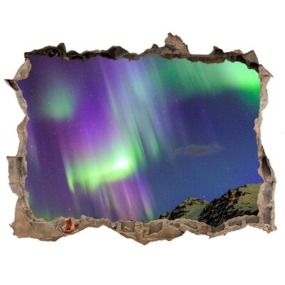 Lyuk 3d fali matrica Aurora Borealis a hegyek felett