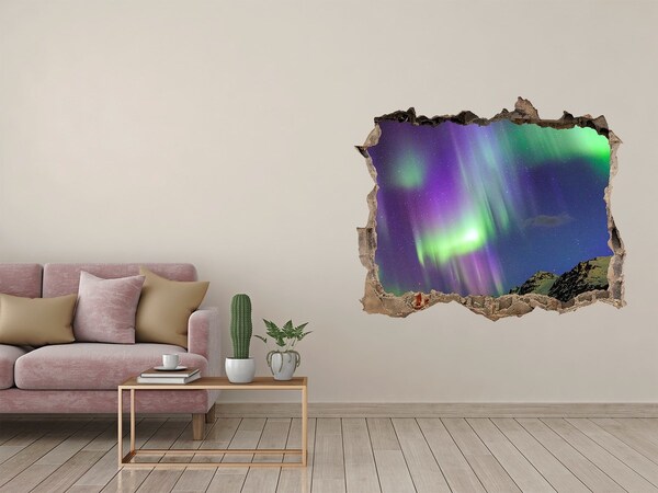 Lyuk 3d fali matrica Aurora Borealis a hegyek felett