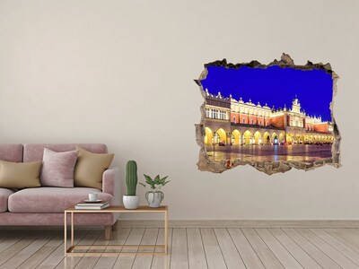 Lyuk 3d fali matrica Krakkó főtere éjszaka