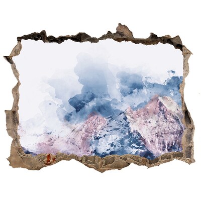 Lyuk 3d fali matrica Hegyi táj egy lyukban a falban