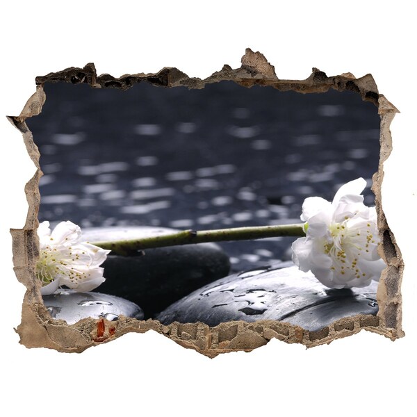 Lyuk 3d fali matrica Virágok a köveken