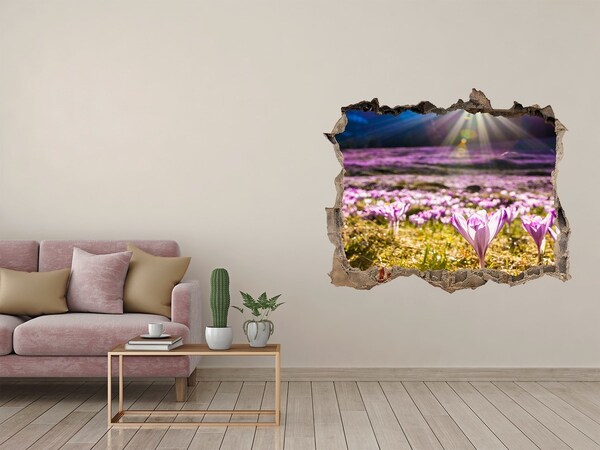 Lyuk 3d fali matrica Virágos mező a napsütésben