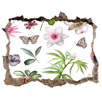 Lyuk 3d fali matrica Virágparadicsom a fal mögött