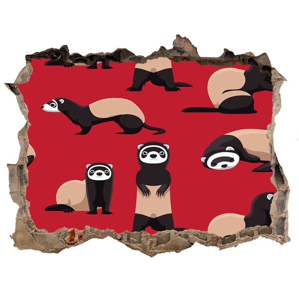 Lyuk 3d fali matrica Funky görények egy fali lyukban