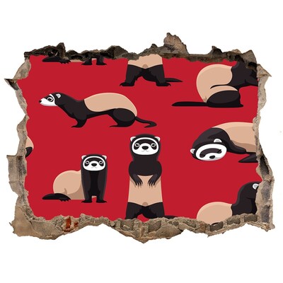 Lyuk 3d fali matrica Funky görények egy fali lyukban