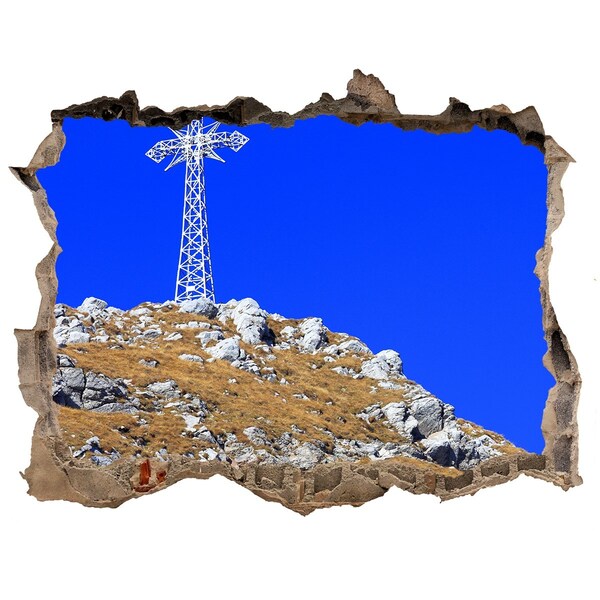 Lyuk 3d fali matrica Hegyi táj egy lyukon keresztül a falon