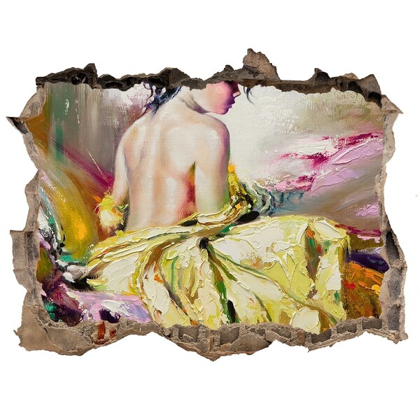 Lyuk 3d fali matrica Sárga ruhás nő