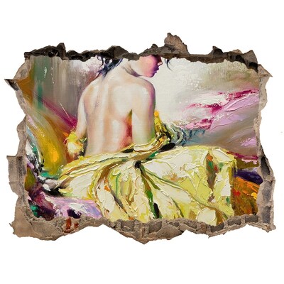 Lyuk 3d fali matrica Sárga ruhás nő