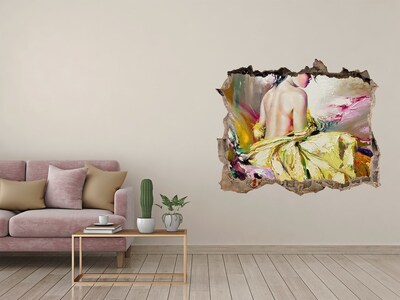 Lyuk 3d fali matrica Sárga ruhás nő