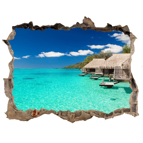 Lyuk 3d fali matrica Paradicsomi lagúna a bungalók között