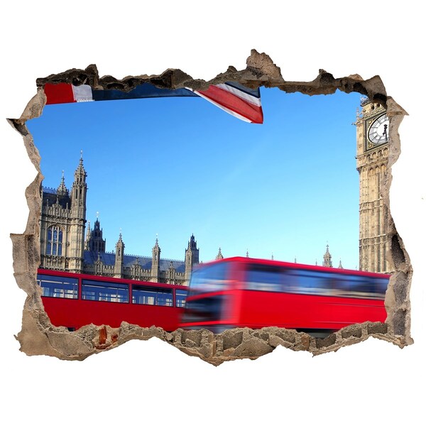 Lyuk 3d fali matrica London látképe egy piros busszal