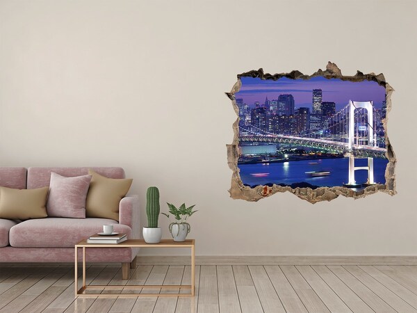 Lyuk 3d fali matrica A híd az éjszakai fényben