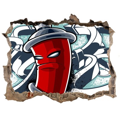 Lyuk 3d fali matrica Piros bögre graffitivel