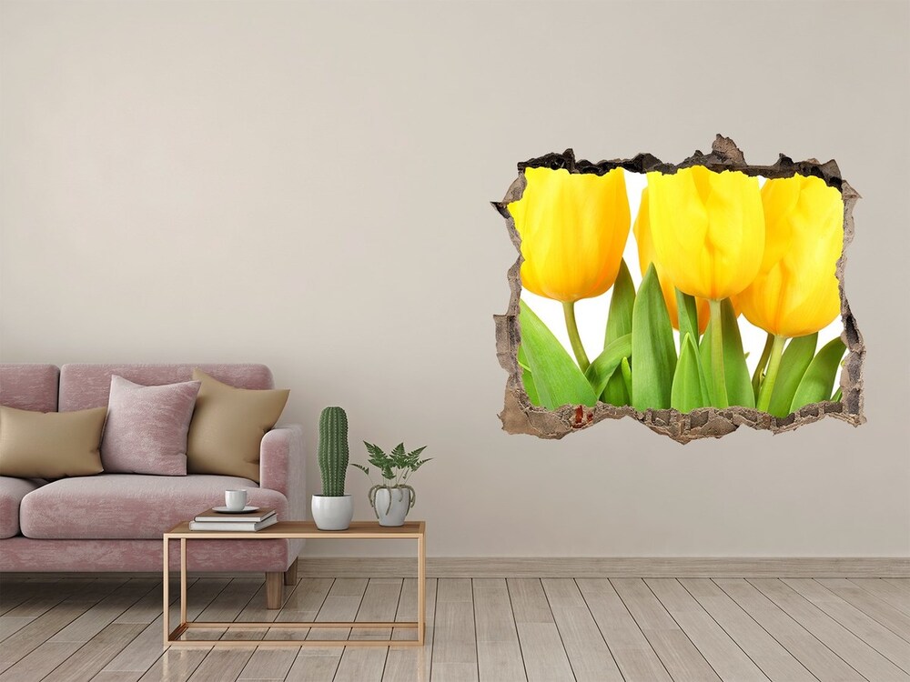 Lyuk 3d fali matrica Sárga tulipánok