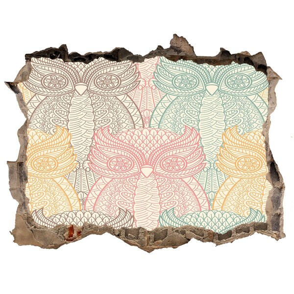 Lyuk 3d fali matrica Szárnyas baglyok kő háttér előtt