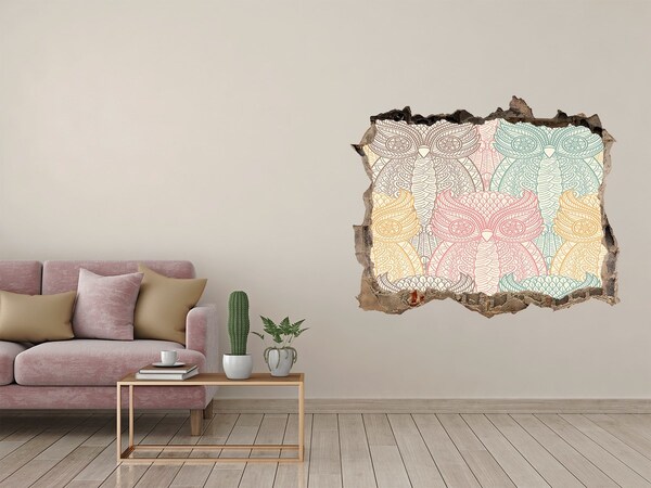 Lyuk 3d fali matrica Szárnyas baglyok kő háttér előtt