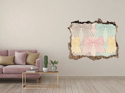 Lyuk 3d fali matrica Szárnyas baglyok kő háttér előtt