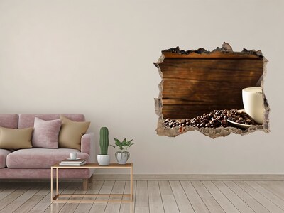 3d-s lyukat fali matrica Kávébab és kávébab egy fából készült háttéren