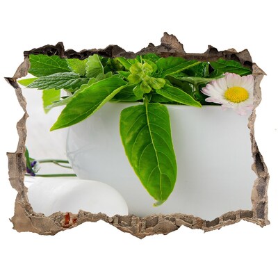 3d-s lyukat fali matrica Zöld növényzet a sérült falban