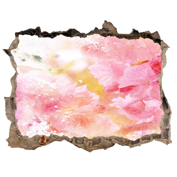 3d-s lyukat fali matrica Virágos tájkép a falon lévő lyuk mögött