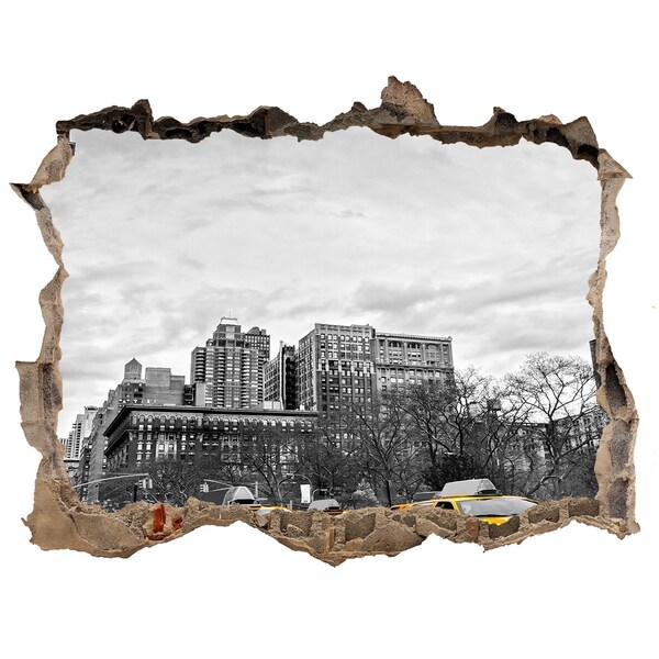 3d-s lyukat fali matrica New York-i taxik a városi tájban