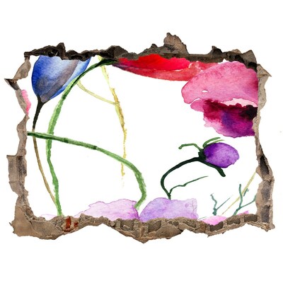 3d-s lyukat fali matrica Virágos tájkép egy lyukon keresztül a falon