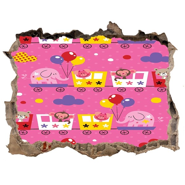 3d-s lyukat fali matrica Színes vonat lufikkal