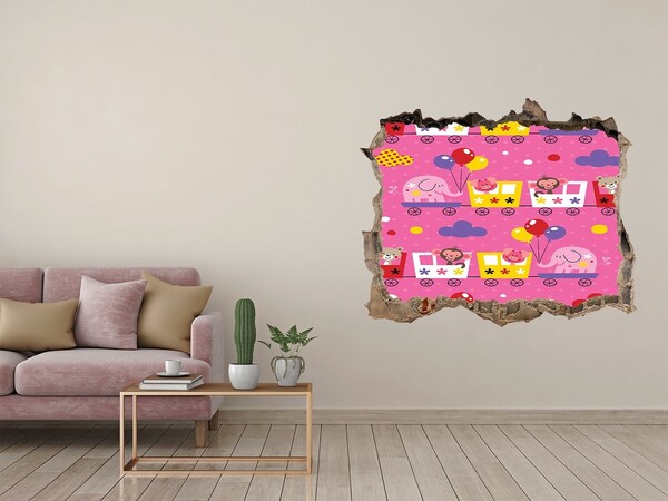 3d-s lyukat fali matrica Színes vonat lufikkal