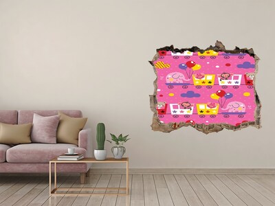 3d-s lyukat fali matrica Színes vonat lufikkal