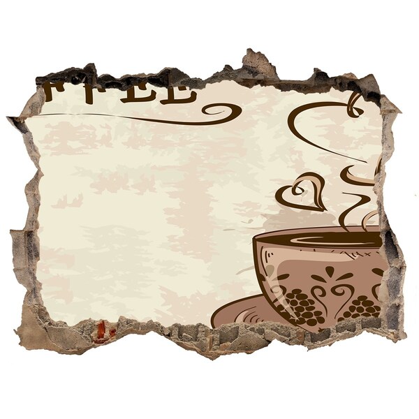 3d-s lyukat fali matrica Egy bájos csésze gőzölgő kávé