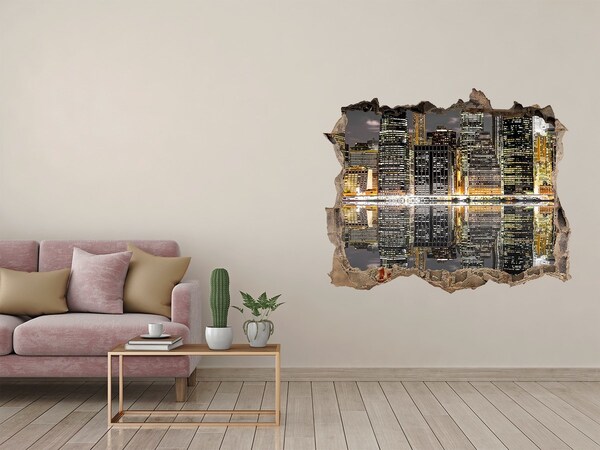 3d-s lyukat fali matrica Kilátás a városra éjszaka