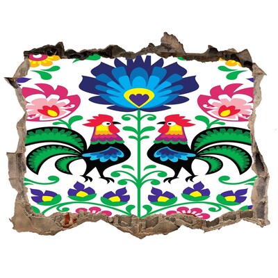 3d-s lyukat fali matrica Virágos folklór rókagombákkal