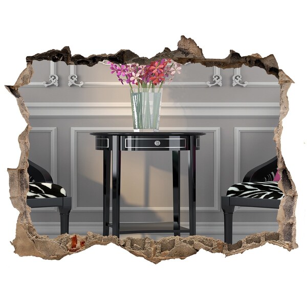 3d-s lyukat fali matrica Egy arany asztal elegáns belső térben