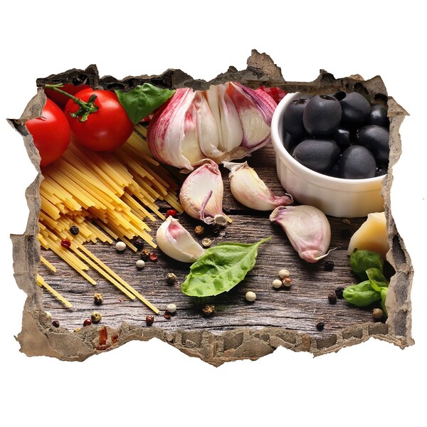 3d-s lyukat fali matrica Olasz konyha tésztával és fokhagymával