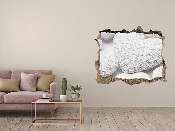 3d-s lyukat fali matrica Fehér rózsák egy lyukban a falban