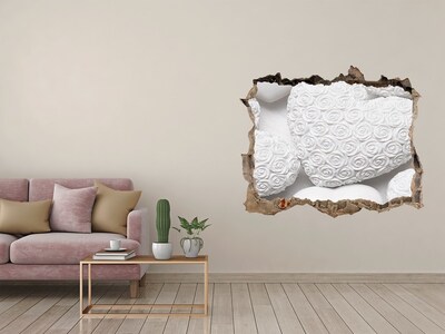 3d-s lyukat fali matrica Fehér rózsák egy lyukban a falban