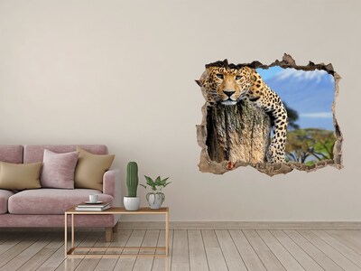3d-s lyukat fali matrica Leopard egy fatönkön