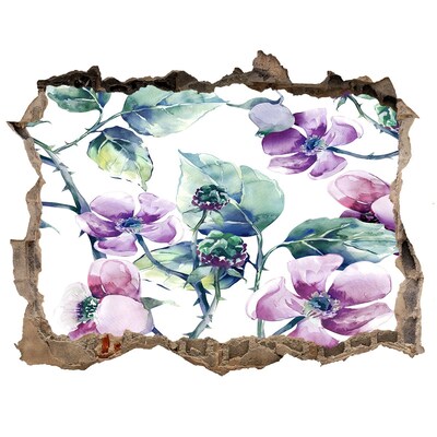 3d-s lyukat fali matrica Virágos falfestmény egy sérült falon