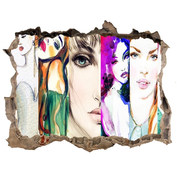 3d-s lyukat fali matrica Női portrék egy lyukban a falban