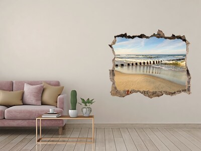 3d-s lyukat fali matrica Tenger és strand a nyári napsütésben