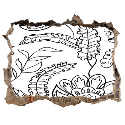 3d-s lyukat fali matrica Trópusi növényzet egy lyukban a falban