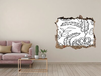 3d-s lyukat fali matrica Trópusi növényzet egy lyukban a falban