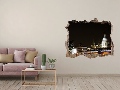 3d-s lyukat fali matrica London éjszakai látképe egy lyukon keresztül a falon